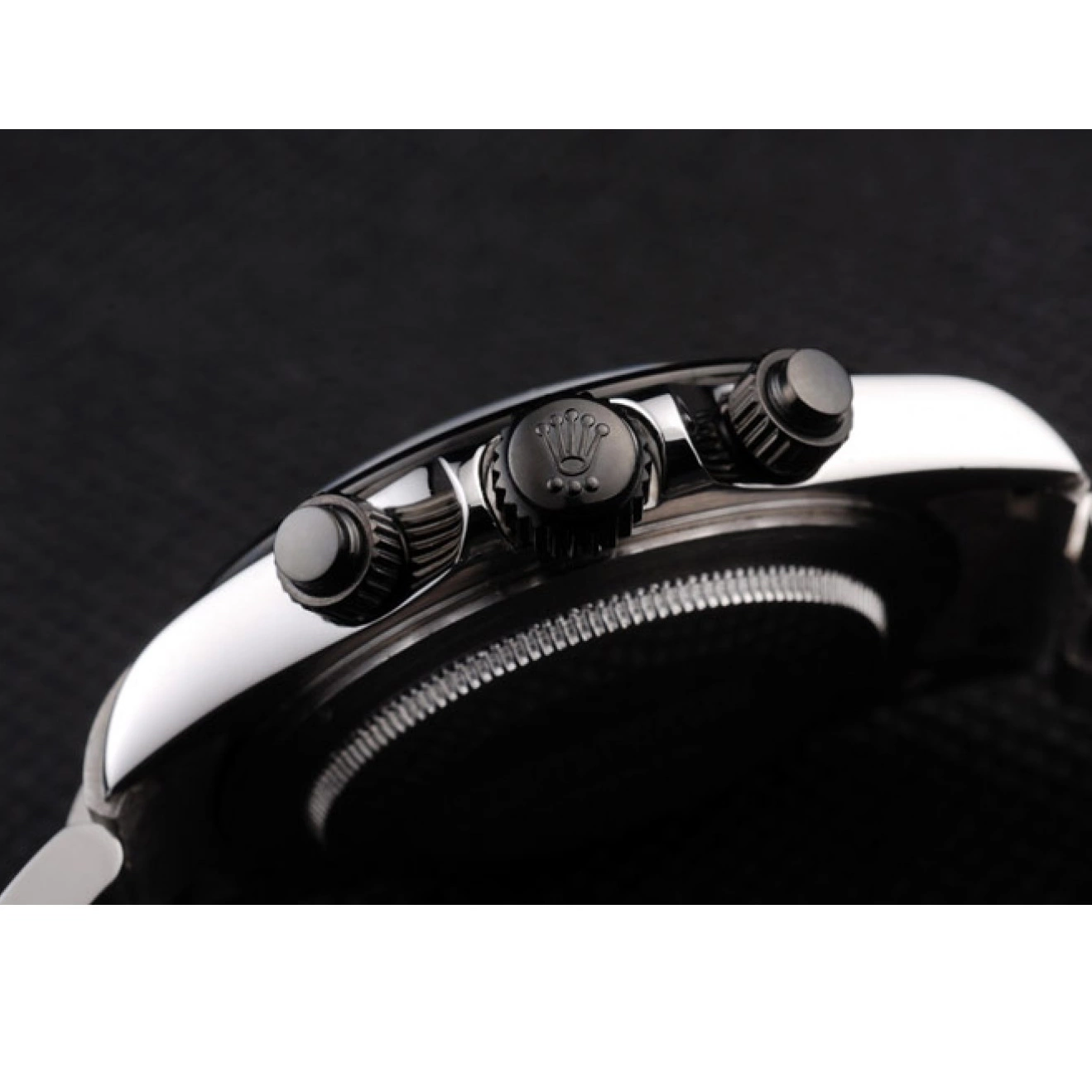 Best AAA Replica Sites Black Steel Daytona Dial Rolex Stainless Enameled Black 0603